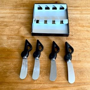 🎶 Shafford stainless steel cheese spreaders; musical nite handles; set of four